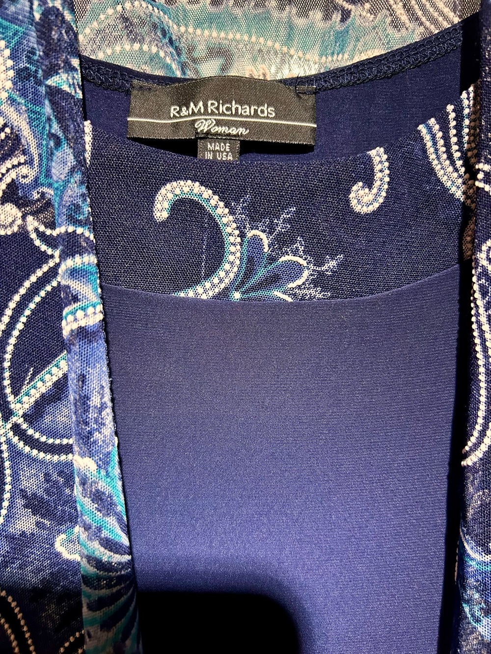 R&M Richards Navy and Teal Paisley Layered Dress Set - Picture 4 of 13